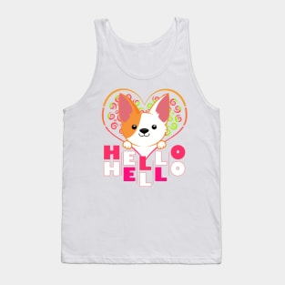 Cute Dog Corgi with Heart - Hello Hello Tank Top